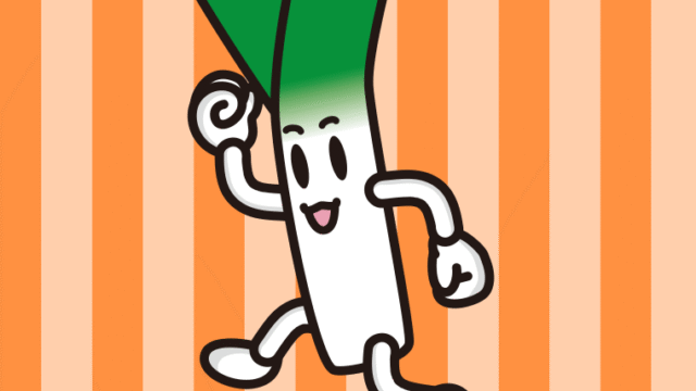 走る長ネギちゃんのイラスト【色、背景あり】PNG