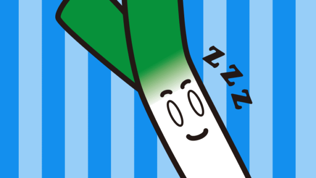 眠る長ネギちゃんのイラスト【色、背景あり】PNG