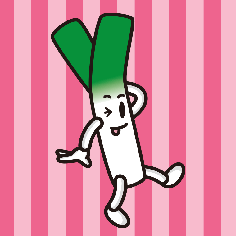 テヘヘな長ネギちゃんのイラスト【色、背景あり】PNG