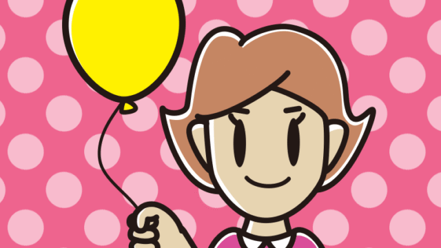 風船を持つ女性のイラスト【色、背景あり】PNG
