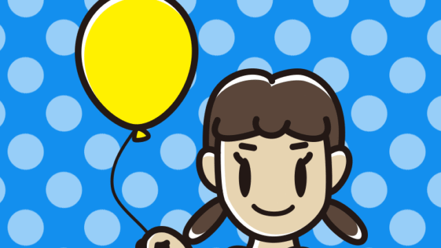 風船を持つ女子中学生のイラスト【色、背景あり】PNG