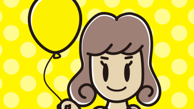 風船を持つ女子大学生のイラスト【色、背景あり】PNG