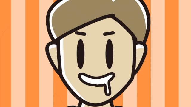 よだれを垂らす男性のイラスト【色、背景あり】PNG