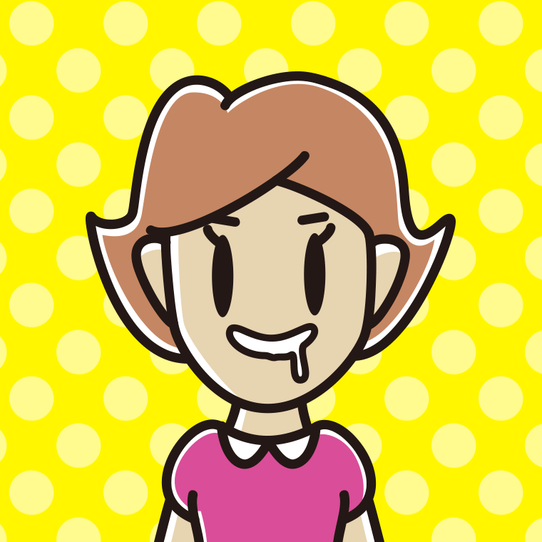 よだれを垂らす女性のイラスト【色、背景あり】PNG