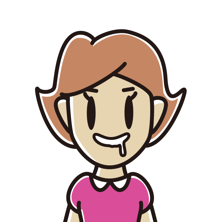 よだれを垂らす女性のイラスト【色あり、背景なし】透過PNG