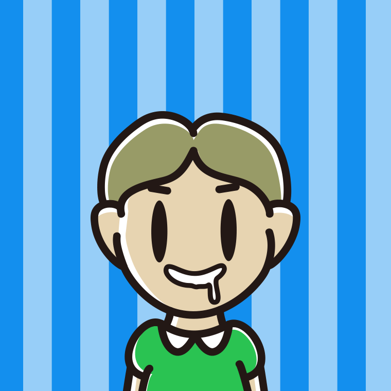 よだれを垂らす小学生男子のイラスト【色、背景あり】PNG
