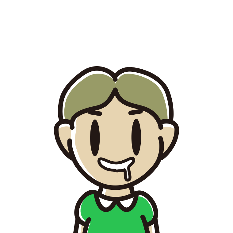 よだれを垂らす小学生男子のイラスト【色あり、背景なし】透過PNG