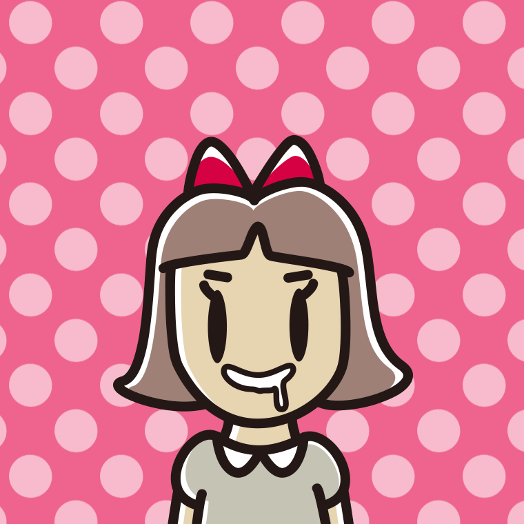 よだれを垂らす小学生女子のイラスト【色、背景あり】PNG