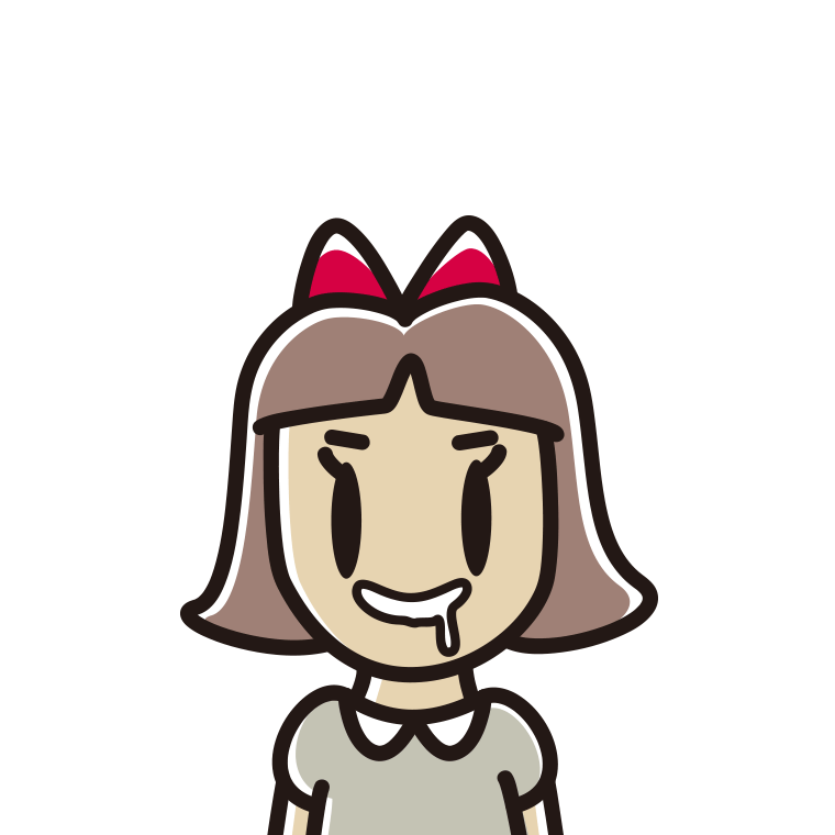 よだれを垂らす小学生女子のイラスト【色あり、背景なし】透過PNG