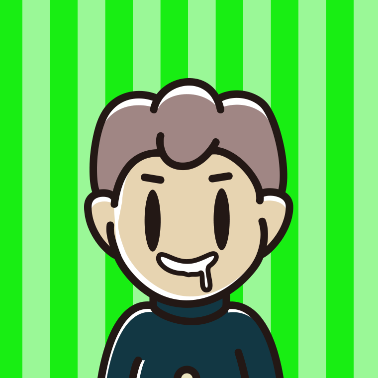 よだれを垂らす男子中学生のイラスト【色、背景あり】PNG