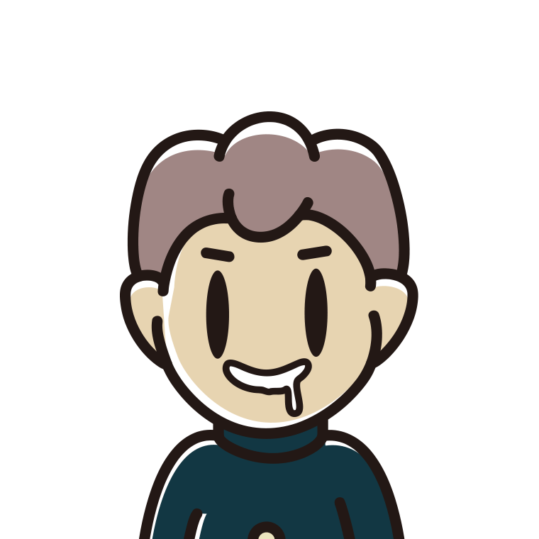 よだれを垂らす男子中学生のイラスト【色あり、背景なし】透過PNG