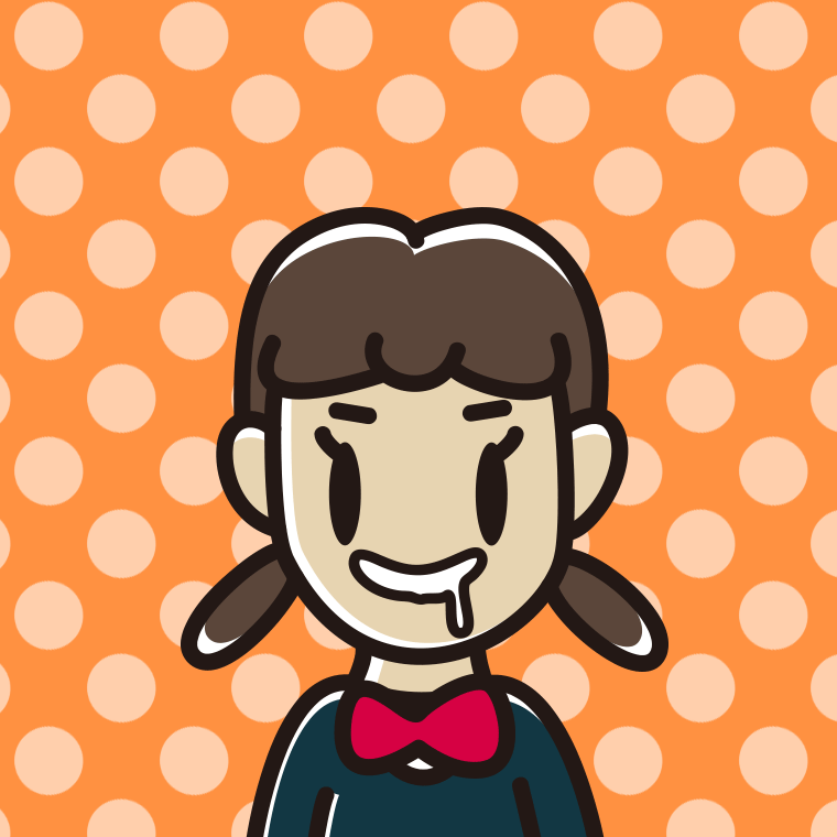 よだれを垂らす女子中学生のイラスト【色、背景あり】PNG