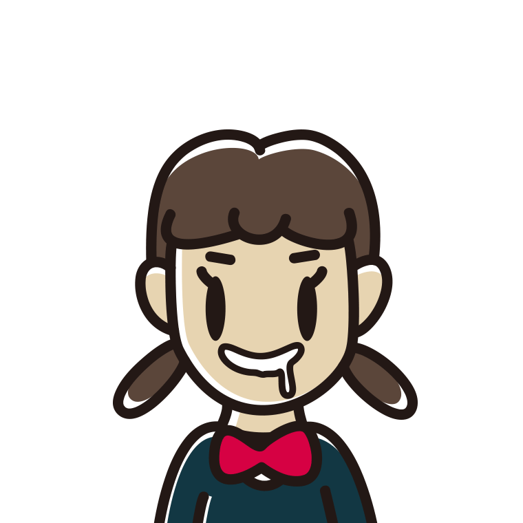 よだれを垂らす女子中学生のイラスト【色あり、背景なし】透過PNG