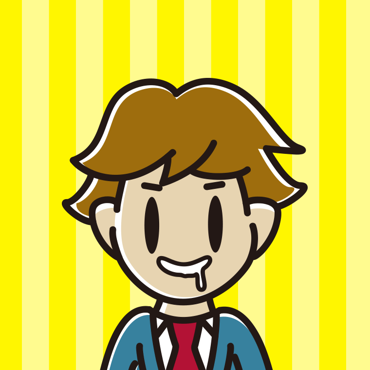 よだれを垂らす男子高校生のイラスト【色、背景あり】PNG