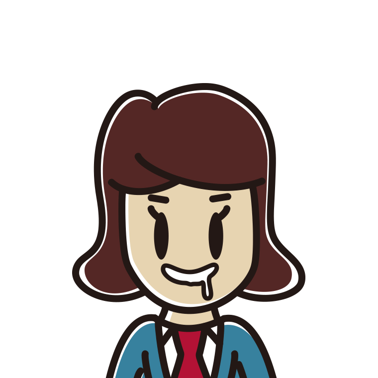 よだれを垂らす女子高校生のイラスト【色あり、背景なし】透過PNG