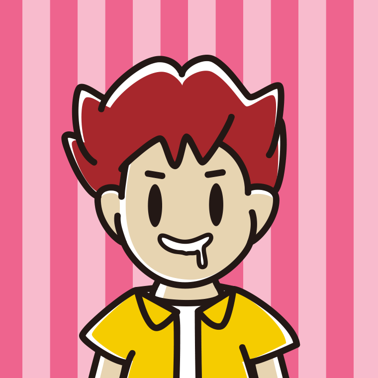 よだれを垂らす男子大学生のイラスト【色、背景あり】PNG
