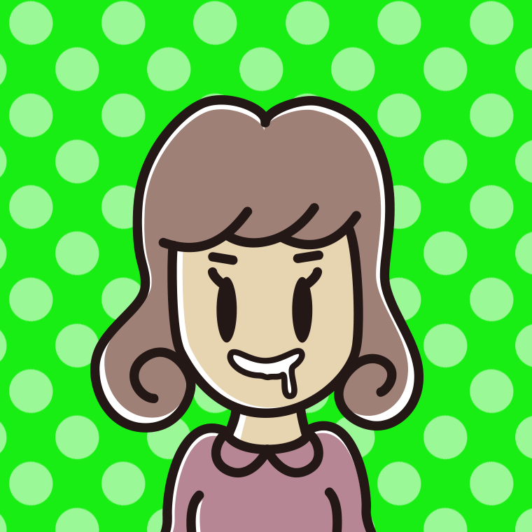 よだれを垂らす女子大学生のイラスト【色、背景あり】PNG