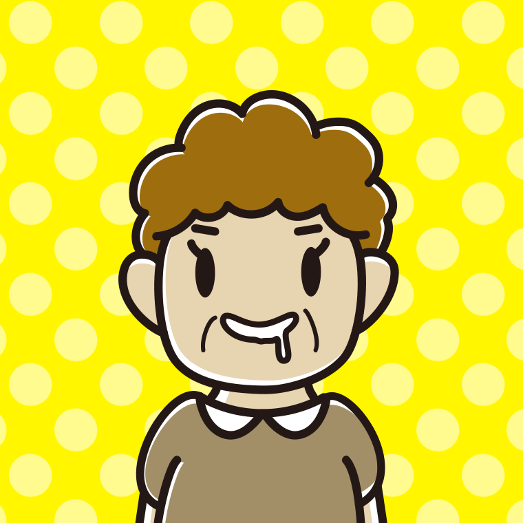 よだれを垂らすおばさんのイラスト【色、背景あり】PNG