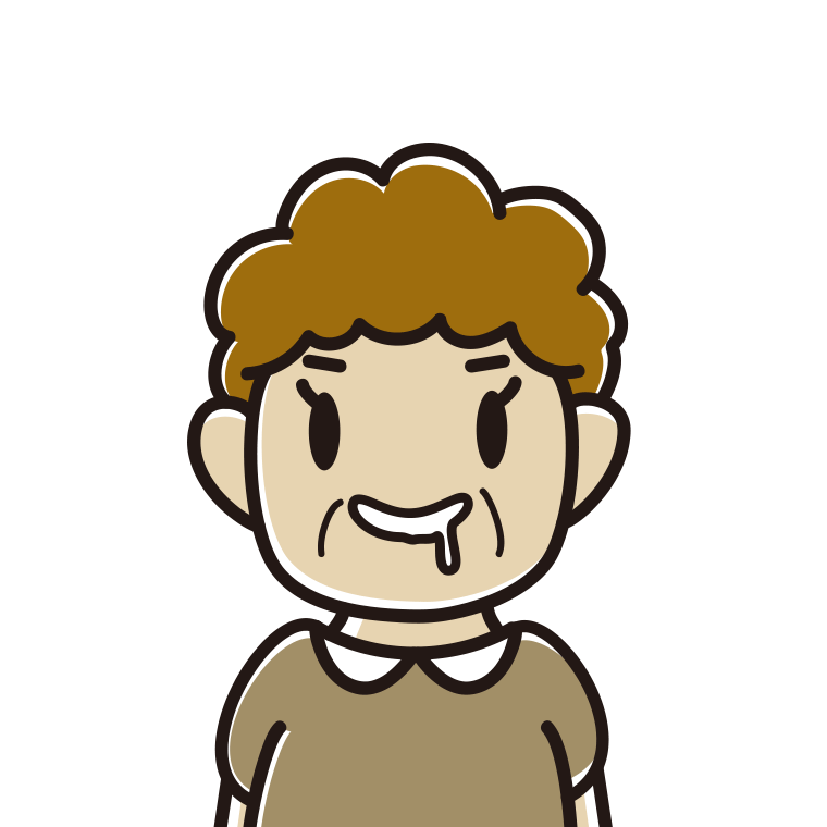 よだれを垂らすおばさんのイラスト【色あり、背景なし】透過PNG