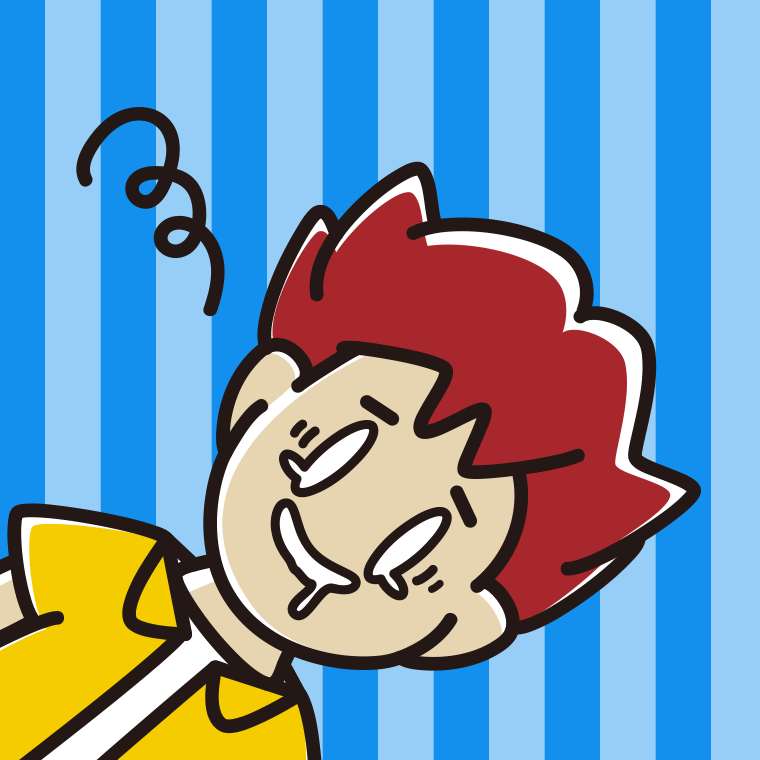 気絶する男子大学生のイラスト【色、背景あり】PNG
