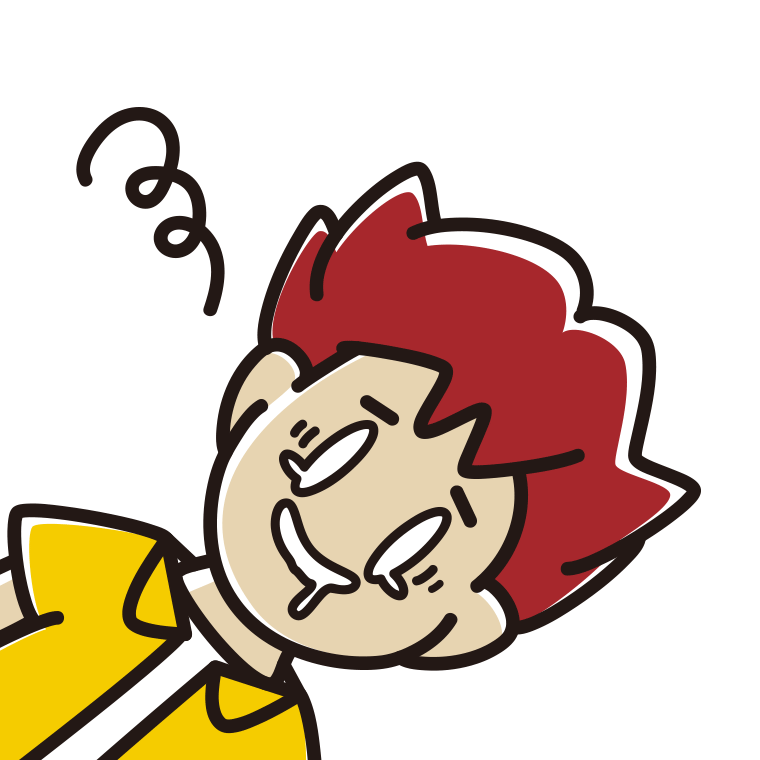 気絶する男子大学生のイラスト【色あり、背景なし】透過PNG