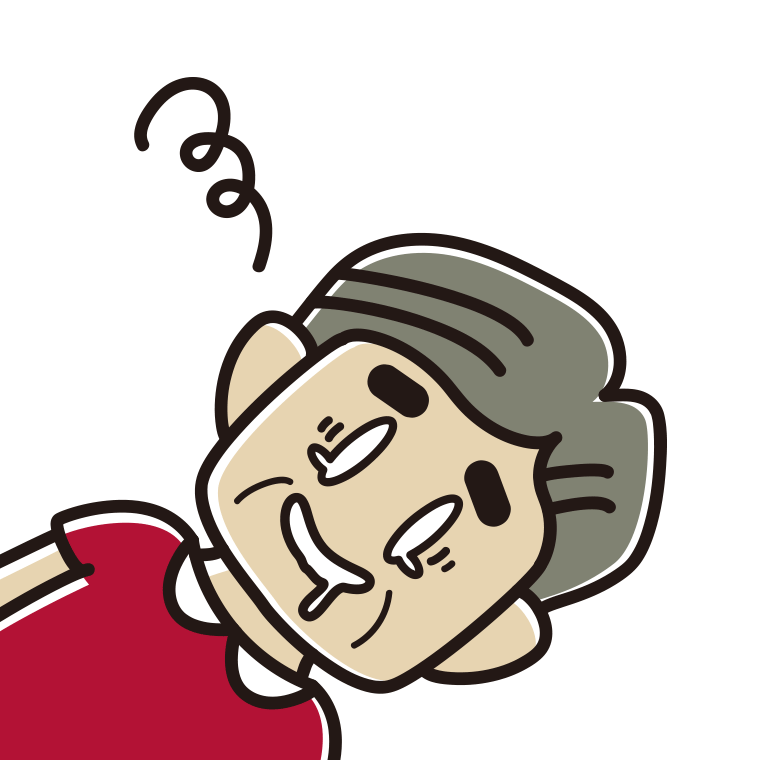 気絶するおじさんのイラスト【色あり、背景なし】透過PNG