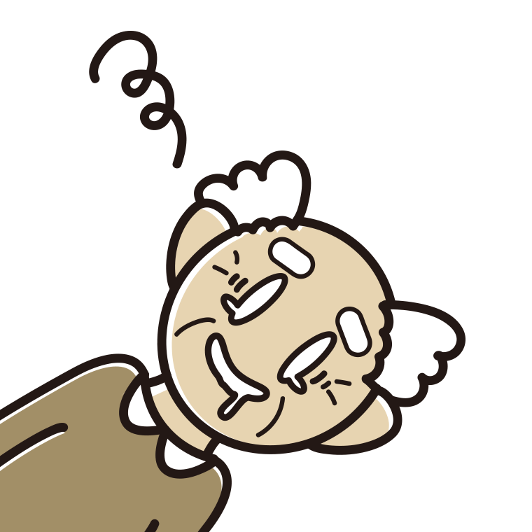 気絶するおじいさんのイラスト【色あり、背景なし】透過PNG