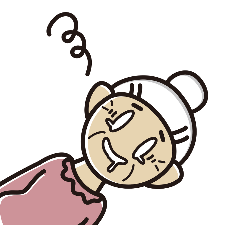 気絶するおばあさんのイラスト【色あり、背景なし】透過PNG