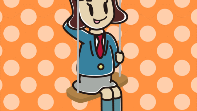 ブランコでテヘヘな女子高校生のイラスト【色、背景あり】PNG