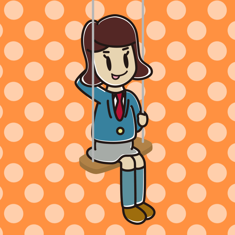 ブランコでテヘヘな女子高校生のイラスト【色、背景あり】PNG