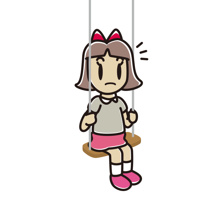 ブランコで何かに気付く小学生女子のイラスト【色あり、背景なし】透過PNG