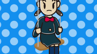 ブランコで何かに気付く女子中学生のイラスト【色、背景あり】PNG