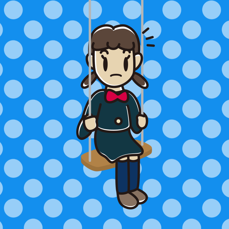 ブランコで何かに気付く女子中学生のイラスト【色、背景あり】PNG