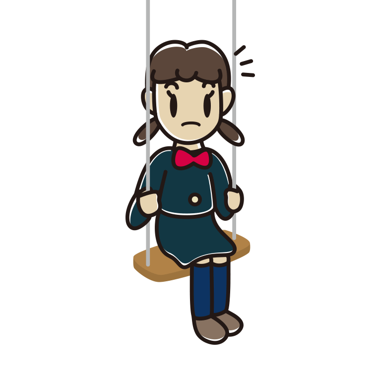 ブランコで何かに気付く女子中学生のイラスト【色あり、背景なし】透過PNG