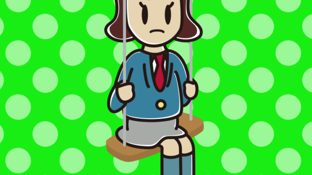 ブランコで何かに気付く女子高校生のイラスト【色、背景あり】PNG