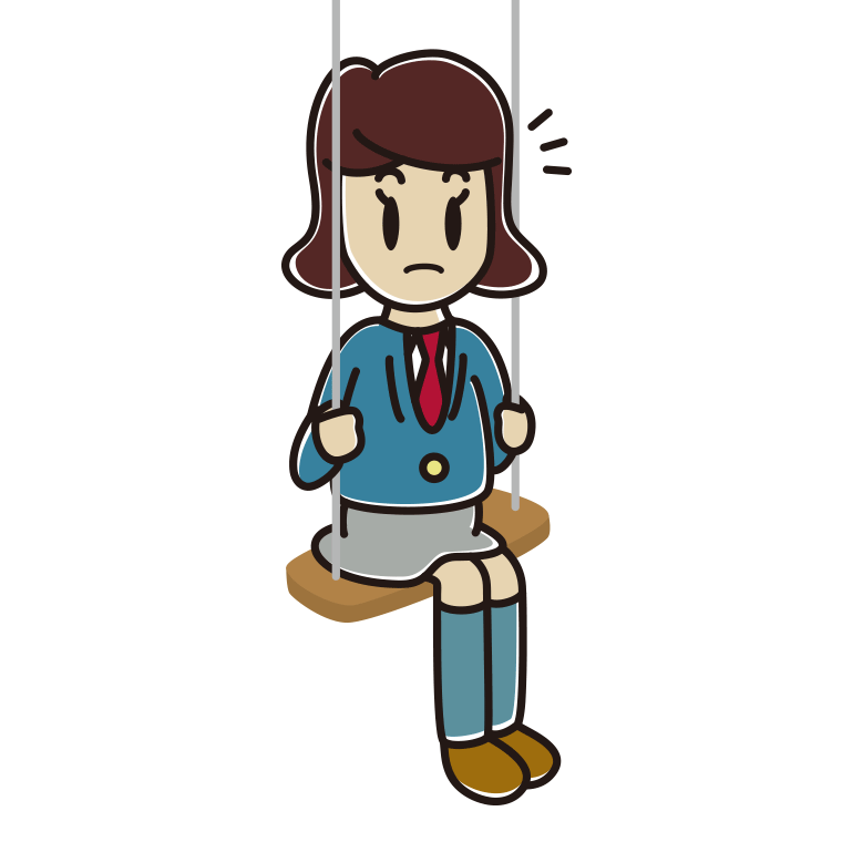ブランコで何かに気付く女子高校生のイラスト【色あり、背景なし】透過PNG