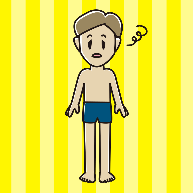 ぼーっとするスクール水着の男性のイラスト【色、背景あり】PNG