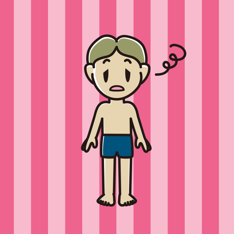 ぼーっとするスクール水着の小学生男子のイラスト【色、背景あり】PNG