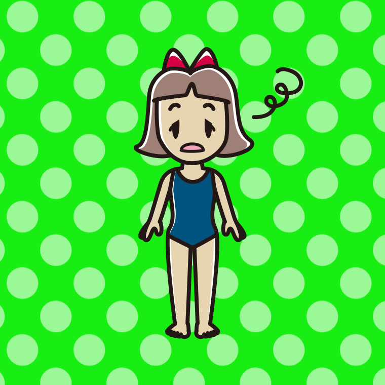 ぼーっとするスクール水着の小学生女子のイラスト【色、背景あり】PNG