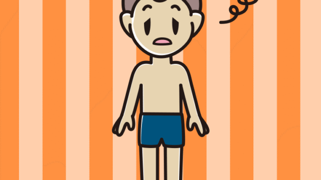 ぼーっとするスクール水着の男子中学生のイラスト【色、背景あり】PNG