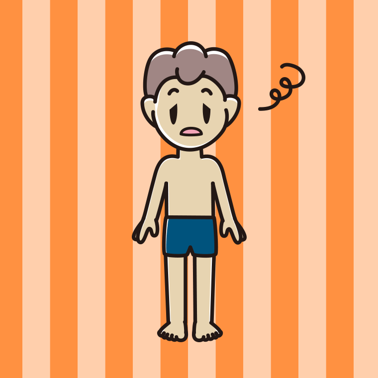 ぼーっとするスクール水着の男子中学生のイラスト【色、背景あり】PNG