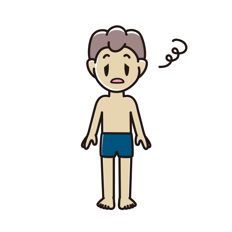 ぼーっとするスクール水着の男子中学生のイラスト【色あり、背景なし】透過PNG