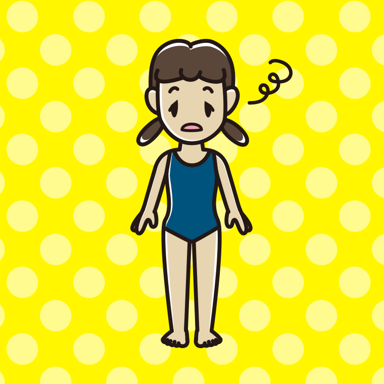 ぼーっとするスクール水着の女子中学生のイラスト【色、背景あり】PNG