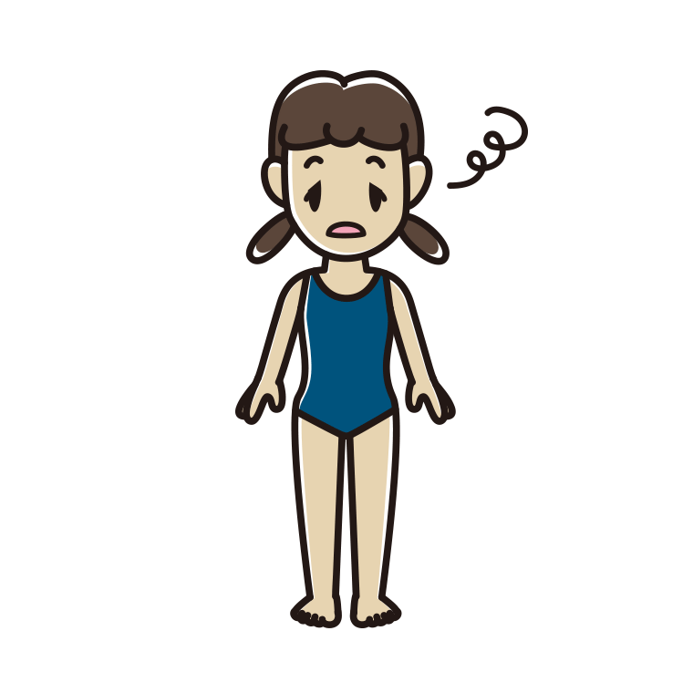 ぼーっとするスクール水着の女子中学生のイラスト【色あり、背景なし】透過PNG