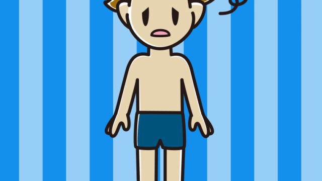 ぼーっとするスクール水着の男子高校生のイラスト【色、背景あり】PNG