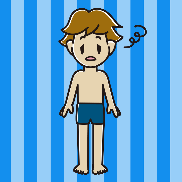 ぼーっとするスクール水着の男子高校生のイラスト【色、背景あり】PNG