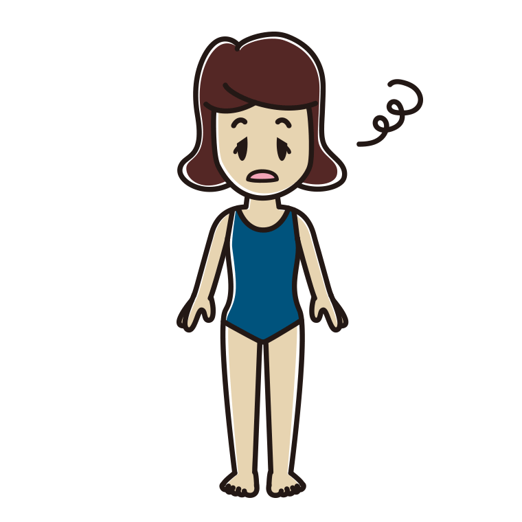 ぼーっとするスクール水着の女子高校生のイラスト【色あり、背景なし】透過PNG