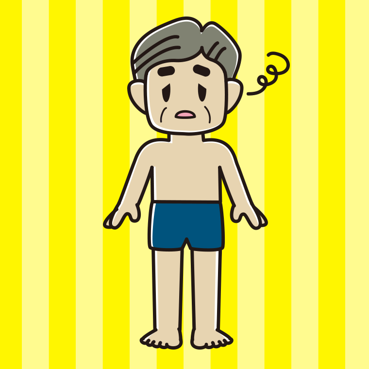 ぼーっとするスクール水着のおじさんのイラスト【色、背景あり】PNG