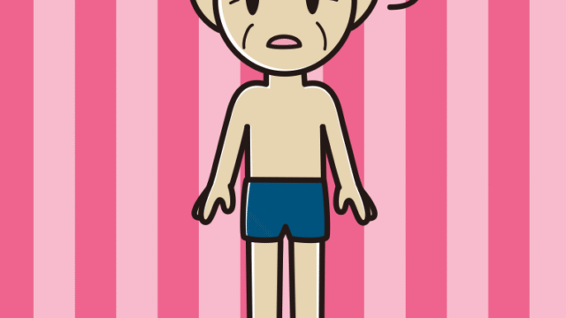 ぼーっとするスクール水着のおじいさんのイラスト【色、背景あり】PNG