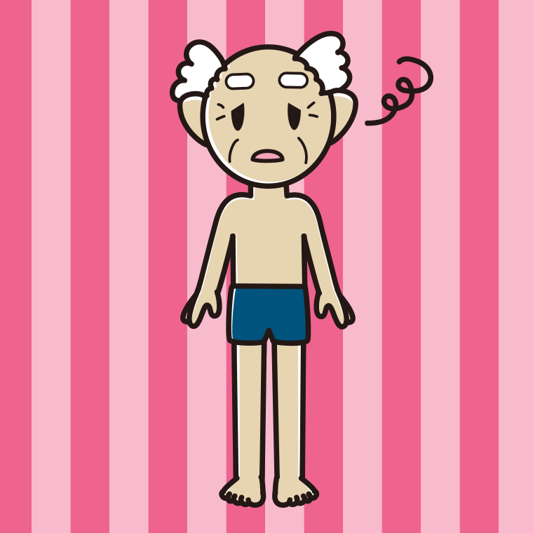 ぼーっとするスクール水着のおじいさんのイラスト【色、背景あり】PNG